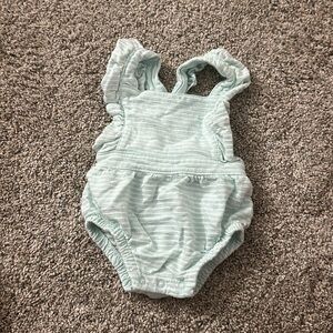 Baby girl light blue striped romper newborn